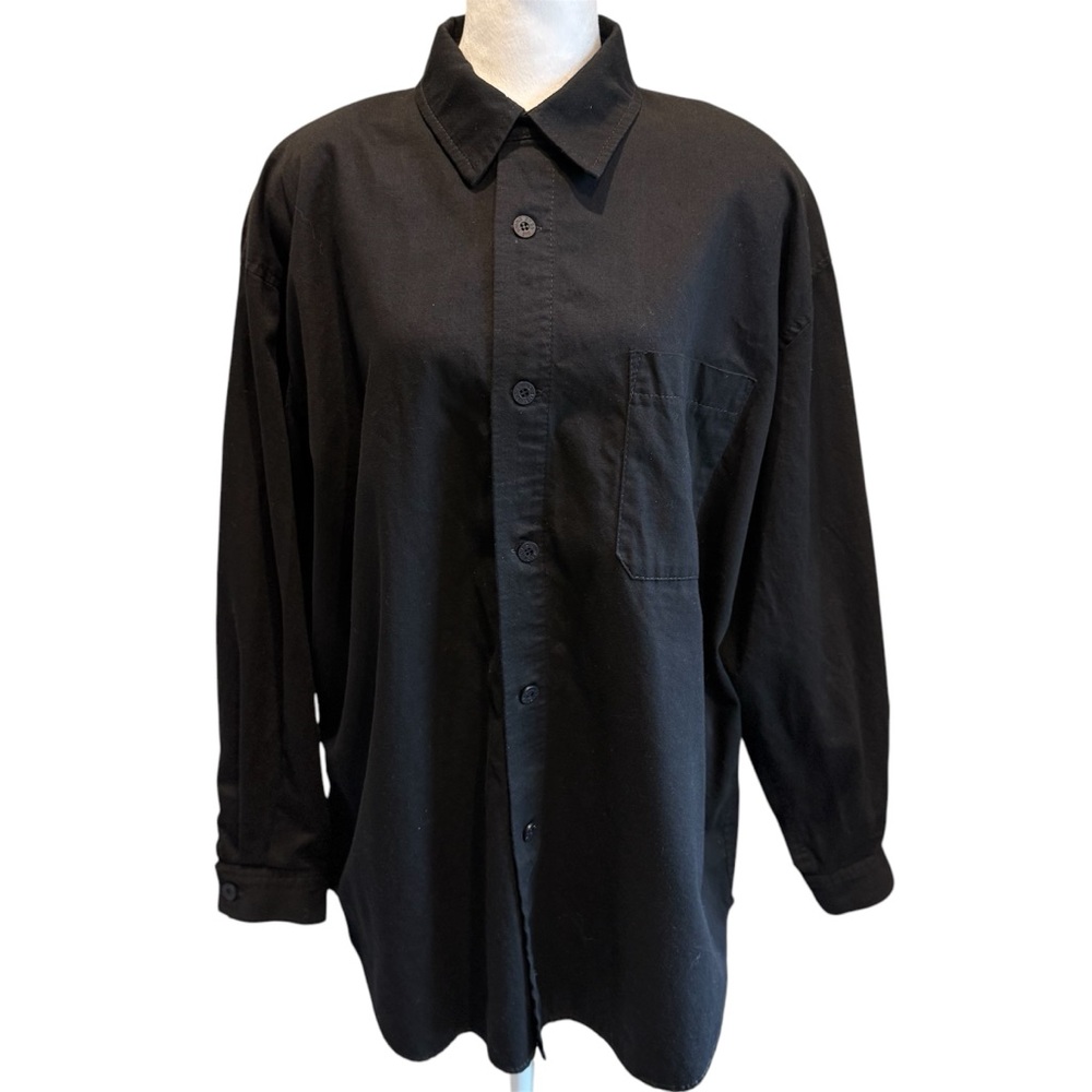Vintage BIS Gene Ewing Oversized Black‎ Long Sleeve Shirt Women's Size Medium